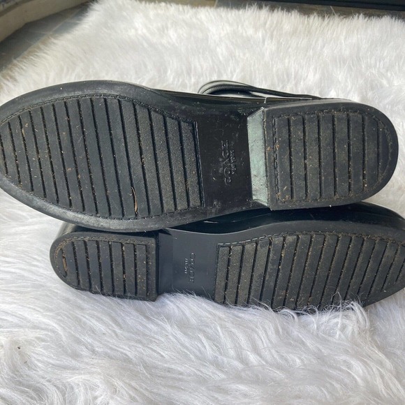 Coach Tara Women's Tall Rain Boot Sz 9B Round Toe Black Gloss Strap Casual - Picture 8 of 12